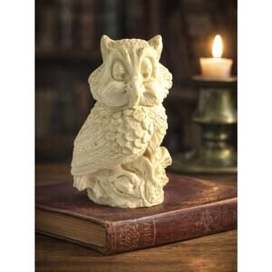 A. Santini Vintage Small Carved Owl Figurine Sculpture Italy Cream Color READ